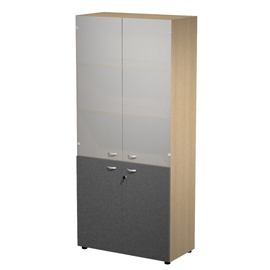 Armadio alto ante sup. Vetro+ante inf. Melam. Rovere/ante antracite essence