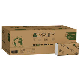 Asciugamani piegati a z simplify - 24 x 20,3 cm - goffratura a onda - 17,7 gr - bianco - papernet - conf. 200 pezzi