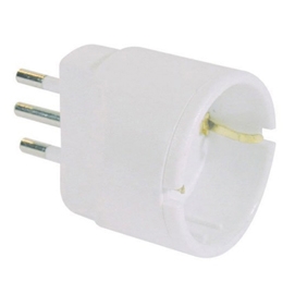 Adattatore semplice con spina 2p+t 10a - presa schuko 10a - mkc