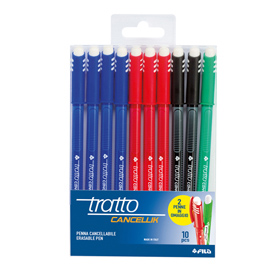 Astuccio penne a sfera cancellabile cancellik- punta 1,0mm - 10 colori assortiti  - tratto - conf. 10 pezzi