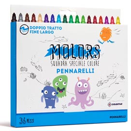 Astuccio 36 pennarelli molors fine - colori assortiti - osama
