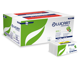 Asciugamani piegati a z eco - 2 veli - 22 gr - goffratura corda - 23,5x23 cm - bianco - lucart - conf. 220 pezzi