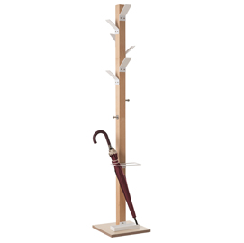 Appendiabiti easycloth - 35x35x180 cm - 6 posti - con portaombrelli - legno/bianco - paperflow