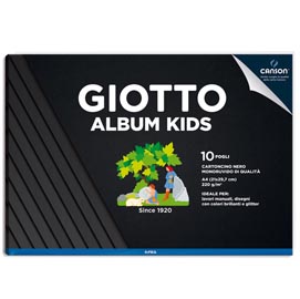 Album kids cartoncino cartoncino nero 5+ - a4 - 220gr - 10 fogli - giotto