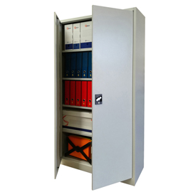 Armadio alto in metallo ad ante battenti - 4 ripiani regolabili - 100x45x200 cm - grigio - bertesi