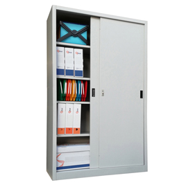 Armadio alto in metallo ad ante scorrevoli - 1 vano e 4 ripiani regolabili - 120x45x200 cm - grigio - bertesi