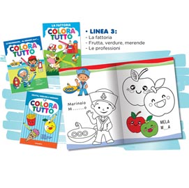 Album da colorare 24 facciate tema la fattoria, merende e professioni blasetti