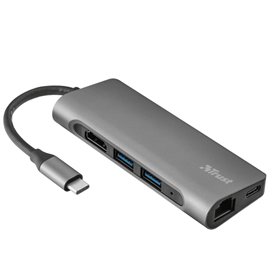 Adattatore e mutliporta da usb-c a usb 3 7 in 1 - alluminio - trust