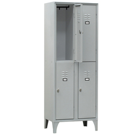 Armadio spogliatoio in metallo - 4 vani sovrapposti - 60 x 50 x 180 cm - grigio - fasma