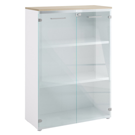 Armadio modulare filing - con ante in vetro - 90 x 41,6 x 128 cm - rovere - linekit