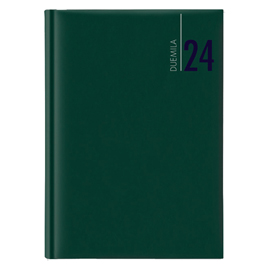Agenda giornaliera 2024 - copertina in carta imbottita - 14,5 x 20,5 cm - verde