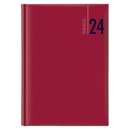 Agenda settimanale 2024 - copertina in carta imbottita - 17 x 24 cm - rosso