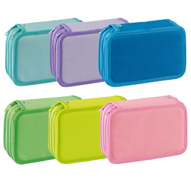 Astuccio 3 zip neon  pastel - 13 x 20 x 7,5 cm - colori assortiti - favorit