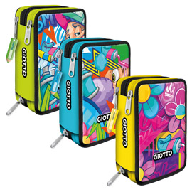 Astuccio 3 zip young street collection - 19,5 x 7,5 x 12,9 cm - pl - fantasie assortite - giotto