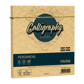 Busta calligraphy pergamena -  170 x 170 mm - 90 gr - oro 03 - favini - conf. 25 pezzi