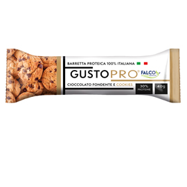 Barretta proteica gustopro - cioccolato fondente e cookie - 40 gr - falco