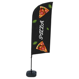 Bandiera a vela pizza - con base riempibile - 89 x 240 cm - studio t