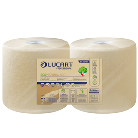 Bobina asciugatutto econatural - 2 veli - 800 strappi - 213 m – avana - lucart