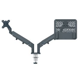 Braccio salvaspazio  - per 2 monitor & laptop - grigio scuro - leitz ergo