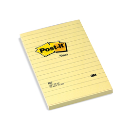 Blocco foglietti - giallo canary™ - a righe - 102 x 152mm - 100 fogli - post it®