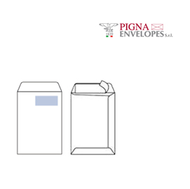 Busta a sacco bianca con finestra - serie competitor - certificazione fsc - strip adesivo - 230x330 mm - 100 gr - pigna - conf. 500 pezzi