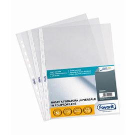 Buste forate special pp - linear - buccia - 23x33 cm - trasparente - favorit - conf. 50 pezzi