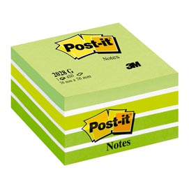 Blocco foglietti cubo - 76 x 76mm - verde pastello, verde neon, verde ultra, bianco - 450 fogli - post it®