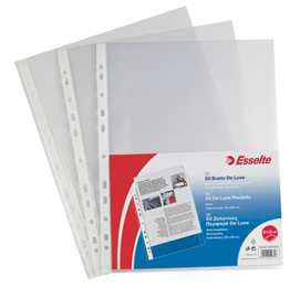 Buste forate copysafe - deluxe - liscio - 22x30 cm - trasparente - esselte - conf. 50 pezzi