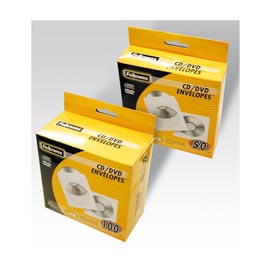 Buste per cd - carta ultraresistente - bianco - fellowes - conf. 50 pezzi