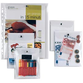 Busta con bottone press 6e - pvc - 15x21 cm - trasparente - sei rota