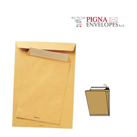 Busta a sacco avana - serie largemail - soffietti laterali - strip adesivo - 190x260x40 mm - 100 gr - pigna - conf. 250 pezzi