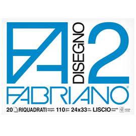 Blocco f2 - 24x33cm - 20 fogli - 110gr - liscio - squadrato - 4 angoli - fabriano