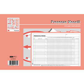 Blocco presenze - 15 x 23cm - 50/50 fogli autoricalcanti - edipro