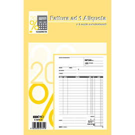 Blocco fatture 1 aliquota iva - 50/50 fogli autoricalcanti - 23 x 15cm - edipro