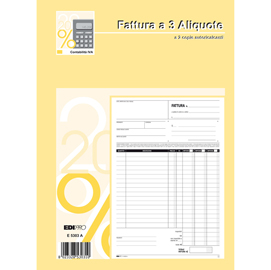 Blocco fatture 3 aliquota iva - 50 fogli 2 copie autoricalcanti - 29,7 x 21cm - edipro