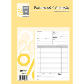 Blocco fatture 1 aliquota iva - 33/33/33 fogli autoricalcanti - 29,7 x 21cm - edipro