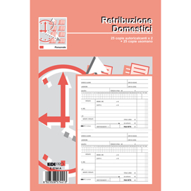 Blocco retribuzioni domestici - 24 x 15cm - 25 fogli 3 copie ricalcanti - edipro
