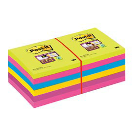 Blocco foglietti post it® super sticky - colori ultra - 76 x 76mm - 90 fogli - post it®