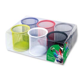 Bicchieri portapenne - rete metallica colorata - 8,5x10 cm - lebez - conf. 6 pezzi