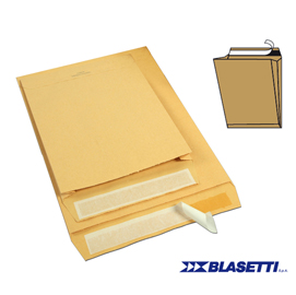 Busta a sacco avana - serie monodex - soffietti laterali - strip adesivo - 250x353x40 mm - 120 gr - blasetti - conf. 250 pezzi