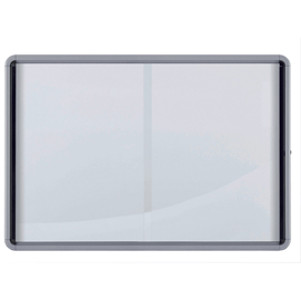 Bacheca per interni - fondo in metallo - 12 fogli a4 - ante scorrevoli - nobo