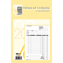 Blocco fattura 1 aliquota - 33 fogli 3 copie autoricalcanti - 23 x 14,8cm - edipro