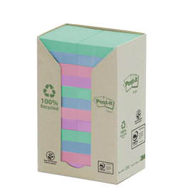 Blocco post it® z notes green - linea natural - 38 x 51mm - 100 fogli - riciclabile 100% - post it®