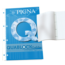 Blocco quablock original collato - a4 - 5 mm - 80 gr - 50 fogli - pigna
