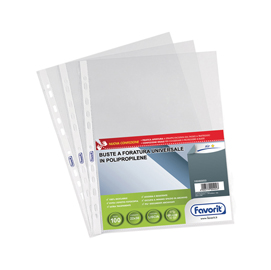 Buste forate special pp - air - liscio - 22x30 cm - trasparente - favorit - conf. 100 pezzi