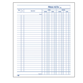 Blocco prima nota cassa - 50 fogli x 2 copie ricalcanti - 22 x 28cm - bm