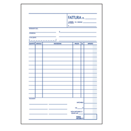 Blocco fattura 1 aliquota - 150 x 225mm - 50 fogli x 2 copie ricalcanti - bm