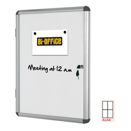 Bacheca per interni - fondo bianco magnetico - 4 fogli a4 - verticale - bi-office