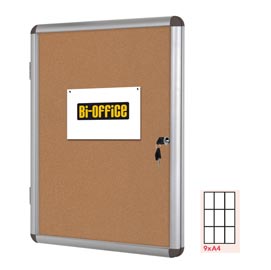 Bacheca per interni - fondo in sughero - 9 fogli a4 - verticale - bi-office