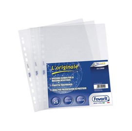 Buste forate l'originale - top - liscio - 22x30 cm - trasparente - favorit - conf. 25 pezzi